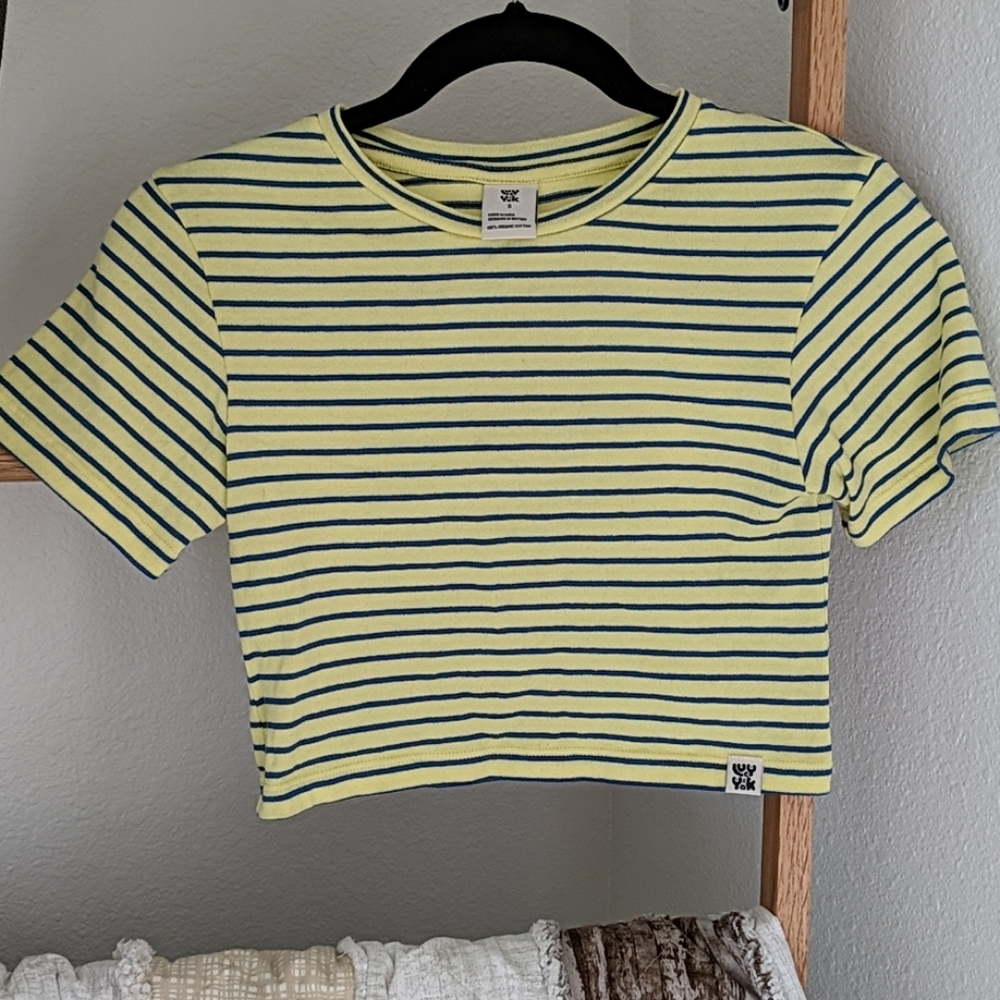 Lucy and Yak yellow and blue crop top